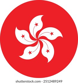 Bandeira circular de Hong Kong para desenho e ilustração vetorial, Bandeira nacional de Hong Kong 