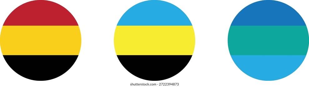 Iconos circulares de la bandera fijados con las rayas Horizontales del color