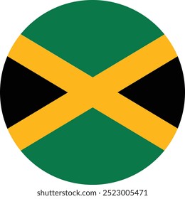 Jamaica Land Flagge mit kreisförmiger Flagge , Symbol für Flagge mit Knopf , Standardfarbe , digitale Illustration und Grafiken
