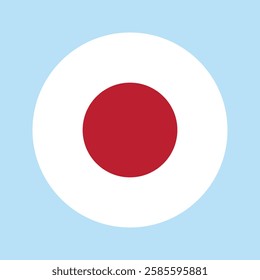Circular flag of Japan country with a blue background , vector design and digital illustration