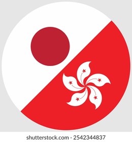 Circular flag of Japan and Hong Kong country vector design and illustration 