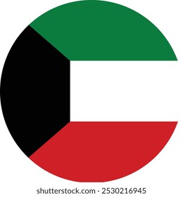 bandeira circular do país do Kuwait , desenho vetorial e ilustração digital , bandeira nacional do Kuwait