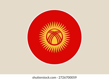 Bandera circular del ícono del Vector de Kirguistán aislado sobre un fondo neutral, un símbolo patriótico moderno para la representación nacional..