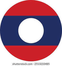 Circular flag of Laos vector design and illustration , National flag of Laos 