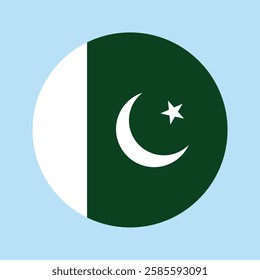 Circular flag of Pakistancountry with a blue background , vector design and digital illustration 