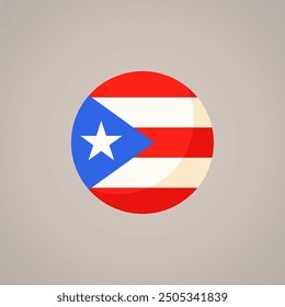 Bandera circular de Puerto Rico. Estilo de diseño plano.