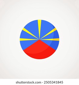 Circular flag of Reunion. Flat design style.