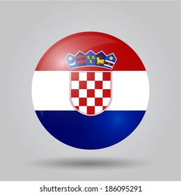 Circular flag with shadow and 3D effect, on grey background - Croatia