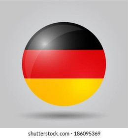 Circular flag with shadow and 3D effect, on grey background - Germany