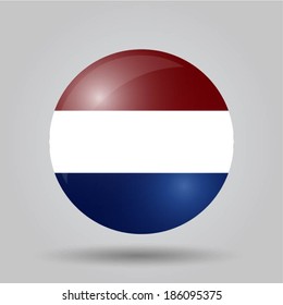 Circular flag with shadow and 3D effect, on grey background - Netherlands