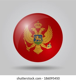 Circular flag with shadow and 3D effect, on grey background - Montenegro