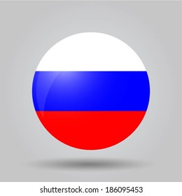 Circular flag with shadow and 3D effect, on grey background - Russia