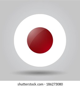 Circular flag with shadow and 3D effect, on grey background - Japan