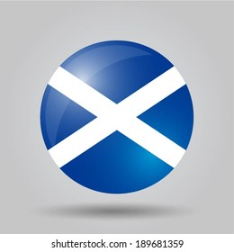 Circular flag with shadow and 3D effect, on grey background - Scotland