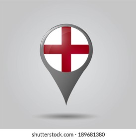 Circular flag with shadow and 3D effect, on grey background - England