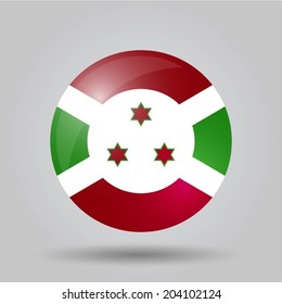 Circular flag with shadow and 3D effect, on grey background - Burundi