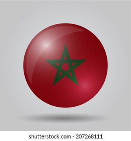 Circular flag with shadow and 3D effect, on grey background - Morocco