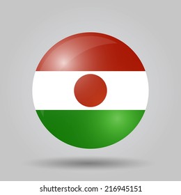Circular flag with shadow and 3D effect, on grey background - Niger
