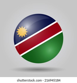 Circular flag with shadow and 3D effect, on grey background - Namibia