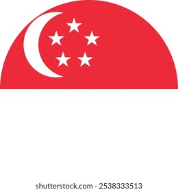 bandeira circular do país de Singapura vetor design e ilustração, Bandeira nacional de Singapura