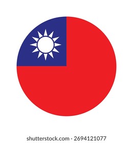 Bandera circular de Taiwán. Ilustración vectorial.