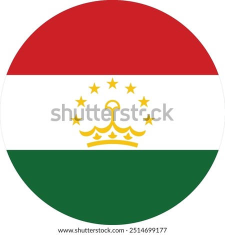 Circular flag of Tajikistan vector design and illustration , National flag of Tajikistan