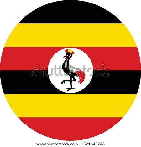 Circular flag of Uganda country vector and digital illustration , National flag of Uganda