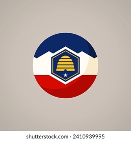 Rundfahne von Utah. Flaches Design.