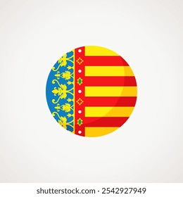 Circular flag of Valencia. Flat design style.