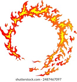Circular flame trail isolated vector illustration