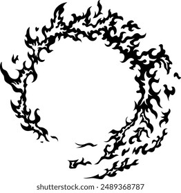 Circular flame trail isolated vector silhouette