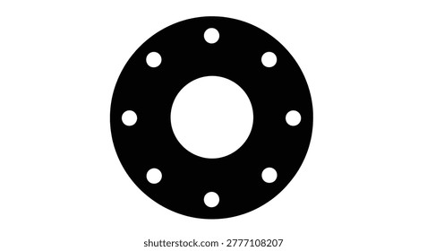 Circular flange with bolt holes black silhouette high quality professional