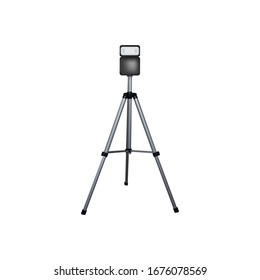 Circular flash on tripod. Vector illustration. Professional photography equipment.