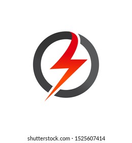 Circular Flash Thunder Energy Electric Logo Design Vector Illustration