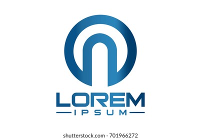 circular flat line letter n logo