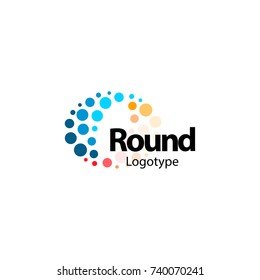 Circular Flexible Abstract Colorful Logo. High Tech Nano Molecular Sparkling Circles Sign. Unusual Wave Vector Icon. Round Fireworks Logotype. 