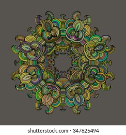 circular floral abstract leaf ornament pattern background texture