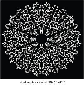 Circular floral abstract picture. Abstract circle with flowers