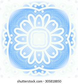 Circular floral  delicate pattern, flower, stars, ellipses, waves, doodle. Hand drawn, oriental.