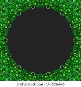 Circular floral frame ornament - vector background design with blank black space in the middle
