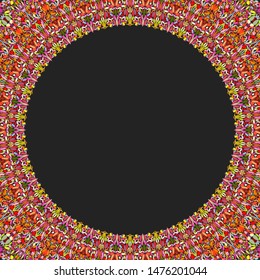 Circular floral frame ornament - vector background design with blank black space in the middle