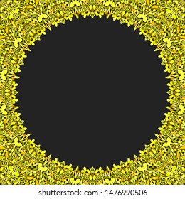 Circular floral frame ornament - vector background design with blank black space in the middle