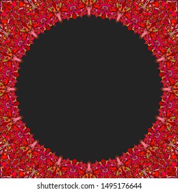 Circular floral frame ornament - vector background design with blank black space in the middle