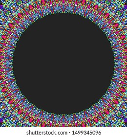Circular floral frame ornament - vector background design with blank black space in the middle