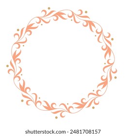 Circular floral frame silhouette in pink and gold, perfect for invitations, logos, decor, oozing elegance and charm