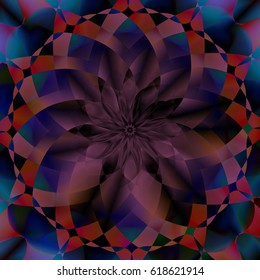 Circular floral mandala pattern with mesh colors. Zen, spirituality, meditation concept. Vector illustration editable for different design needs