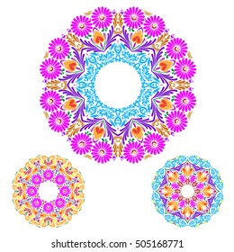 Circular floral ornament