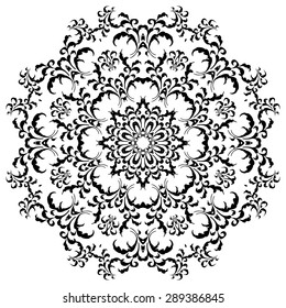 Circular floral ornament in black and white. Mandala, Yantra brown. Vintage vector banner frame card for text, invitations for wedding, birthday celebration, white background, wallpaper, ethnic, boho