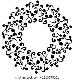 Circular floral ornament, frame for text. Vector illustration isolated on white background, clipart.