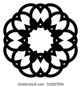 Circular floral ornament isolated on white background